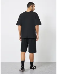 Men Black Oversized T-Shirt and Shorts Co-Ords - 4