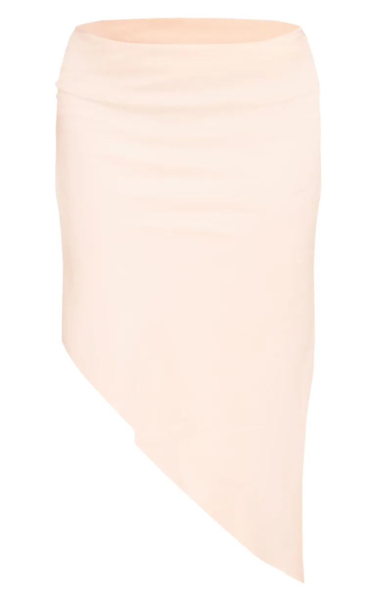 Cream Peachskin Floaty Asymmetric Midaxi Skirt - 4