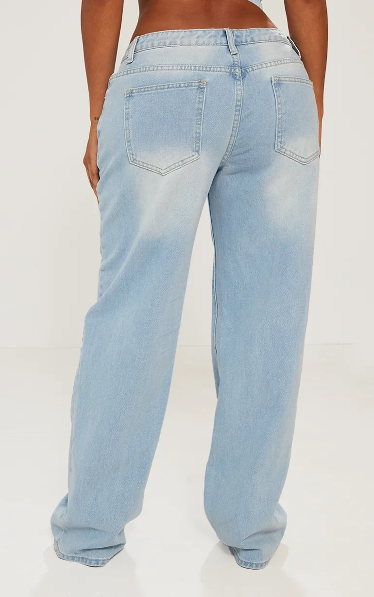 Shape Light Blue Washed Denim Wide Leg Jeans - 2