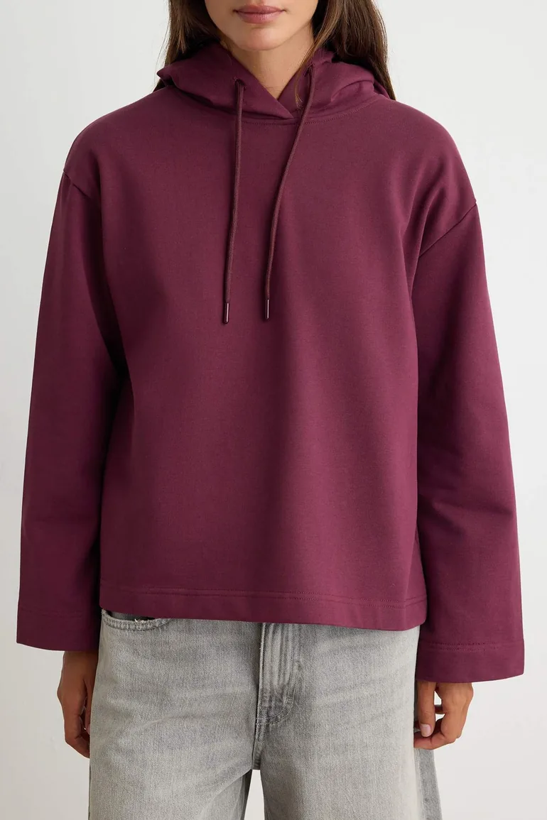Mürdüm Oversize/Wide Cut Hooded Spanish Sleeve Knitted Sweatshirt - 2