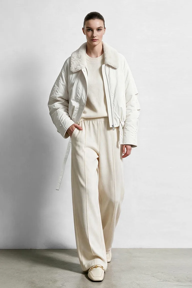 Wool Collar Belted Down Jacket - 6