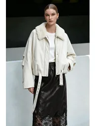 Wool Collar Belted Down Jacket