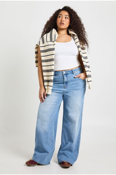 The Plus High Waist Straight Leg Jean - mid blue product thumbnail 3