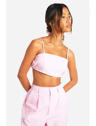 Stripe Bralet And Matching Hair Scrunchie Set - baby pink - 1