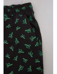 Navy Blue Regular Cut Cactus Printed Cotton Piece Knitted Pajama Set - 2