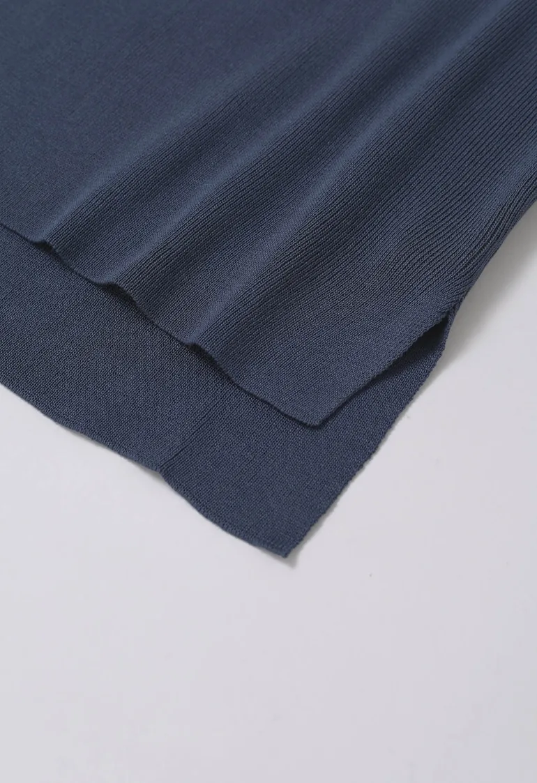 Daily Comfort Sleeveless Top and Straight-Leg Pants Set in Navy - 2