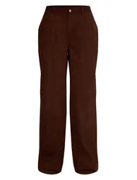 Dark Brown Cord Straight Leg Trousers - 4