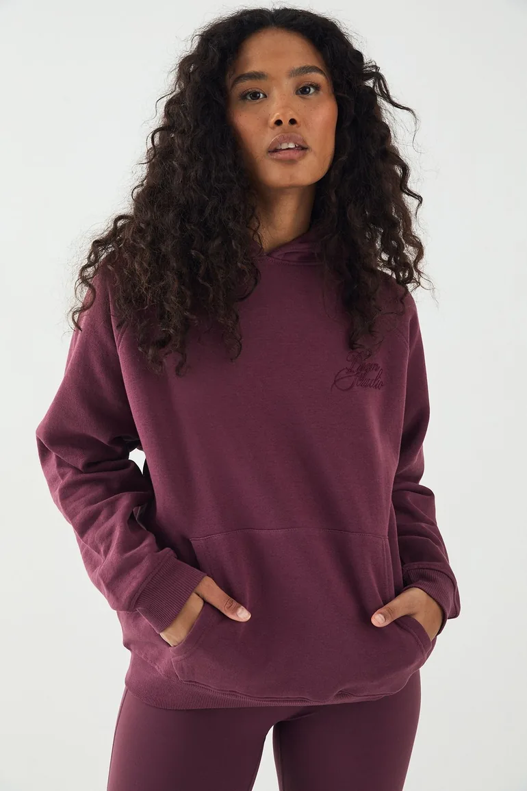 DSGN Studio Contrast Script Oversized Hoodie - plum