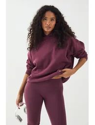 DSGN Studio Contrast Script Oversized Hoodie - plum - 1