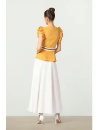 Ruffled Linen Midi Dress - 4