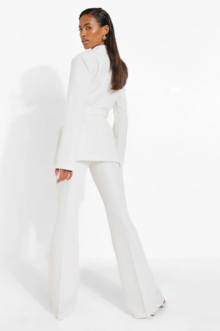 Obi Tie Waist Tailored Blazer - cream - 1