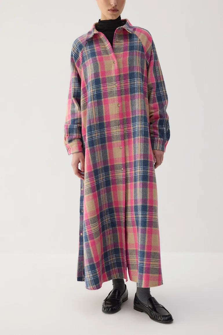 CHECKED SHIRT DRESS - 4
