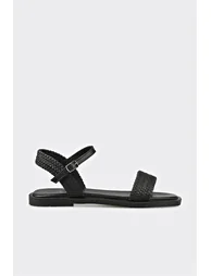 Black Leather Women's Casual Shoes