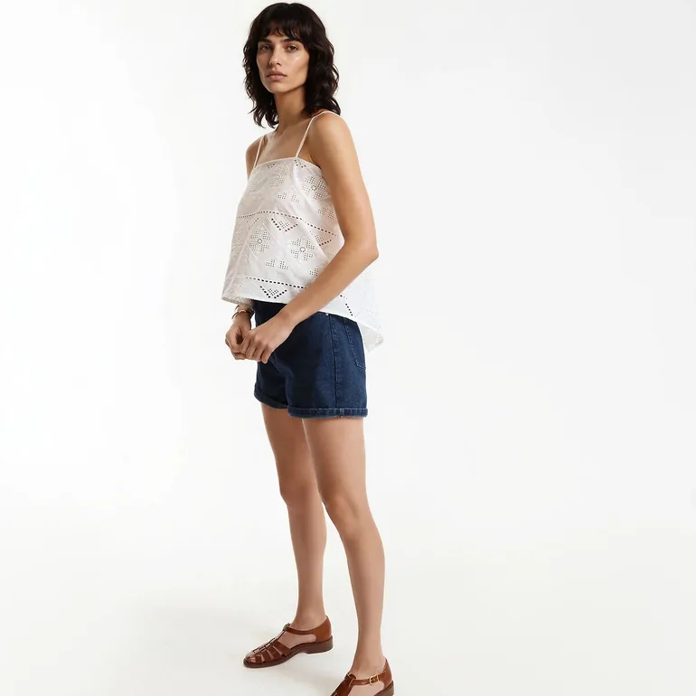 Broderie Anglaise Shoestring Strap Top - 1