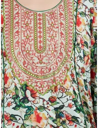 All Over Print Kaftan Dress with Threadwork - 3