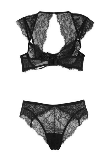 Black Lace Back Detailed Bustier Unlined Underwear Set product thumbnail 2