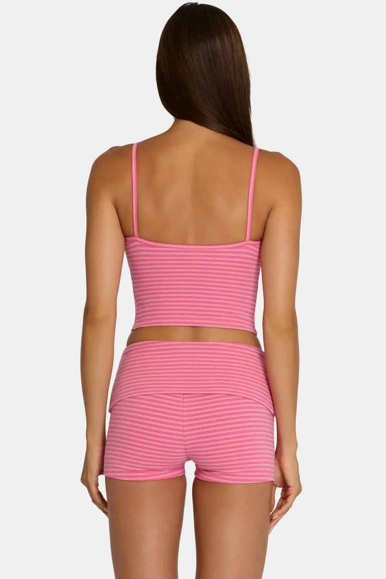 Brushed Jersey Tank Top in Pink Stripe - 3