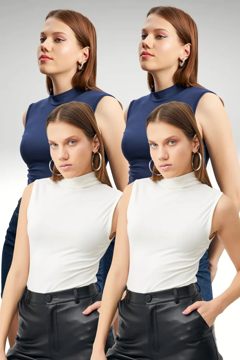 BIPANTOLON Women's 4-Pack Half Turtleneck Bodysuits