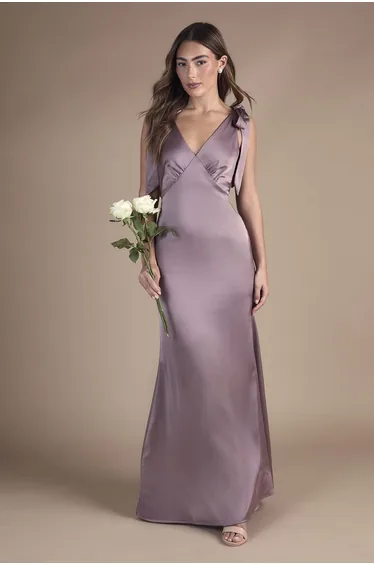 Coast Honoured Satin Back Crepe V Neck Tie Shoulder Maxi Dress