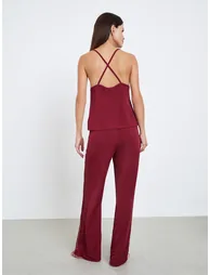Side Lace Insert Cami and Pyjama Set - 4