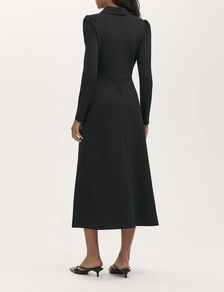 Elvira Ponte Jersey Zip Front Midi Dress - 3
