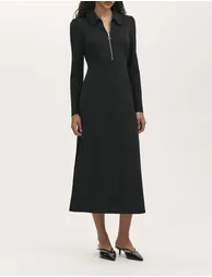 Elvira Ponte Jersey Zip Front Midi Dress - 5