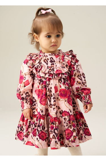 Lyra Animal Rose Print Dress - Brown