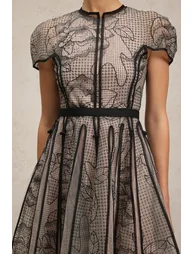 Lisiya Short Sleeves Jacquard Midi Dress - 5