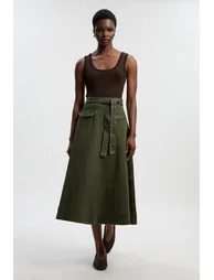 Denim Belted Full Skirt