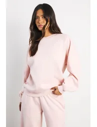 Raglan Seam Oversized Sweatshirt - light pink - 1