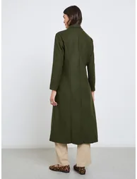 Olive Buttoned Midi Coat - 3