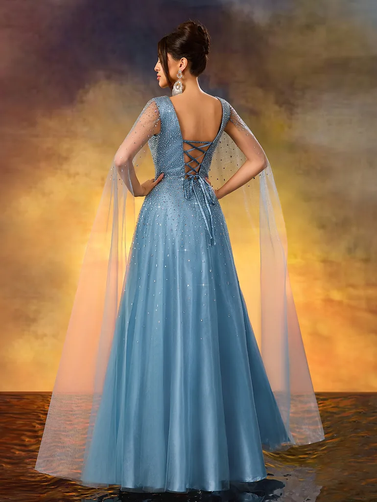 Modecrush Luxurious Beaded V-Neck Evening Gown - 1