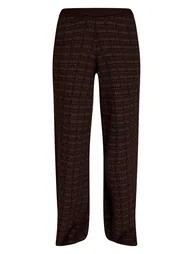Chocolate Boucle Knitted Wide Leg Trousers - 4