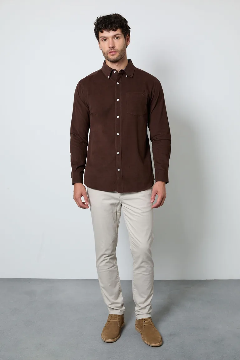 Chocolate Corduroy Long Sleeve Shirt