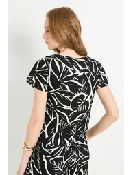 Petite Tropical Jersey Tie Detail Flutter Sleeve Top - 2