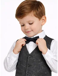 Boys 4-Piece Waistcoat, Shirt, Trousers and Bow Tie Set - 3