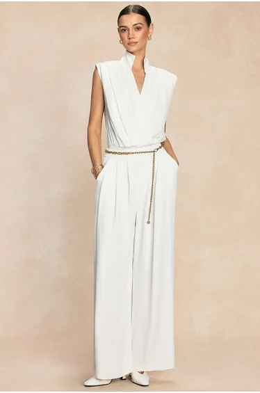 Solid High Waist Wide Leg Pants