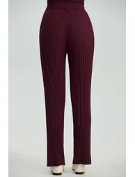 Ribbed Straight Leg Knit Pants - 1