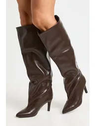 Knee High Column Boots - chocolate