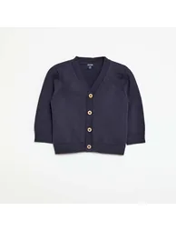 Fine knit V-neck cardigan BLUE