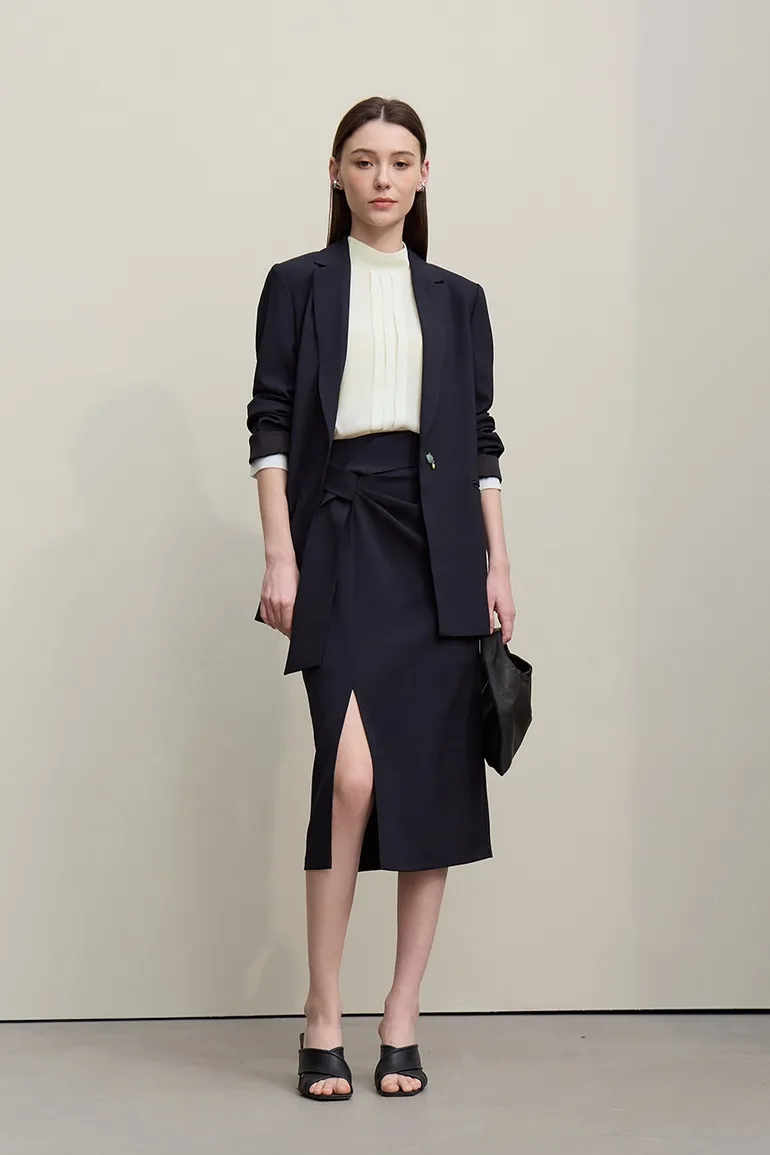 Stand Collar Tie Chiffon Blouse - 6