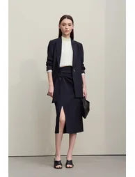 Stand Collar Tie Chiffon Blouse - 6