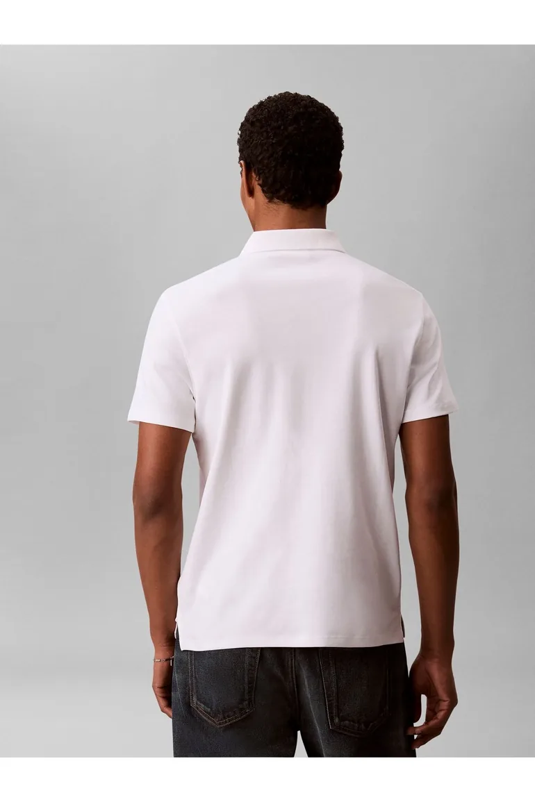 Ss Slim Supima Logo Patch Polo Bright White - 2