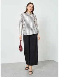 Women Striped Longline Oversized Shirt
