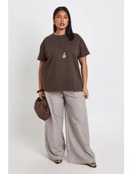 Plus Basic Oversized Short Sleeve T-Shirt - charcoal