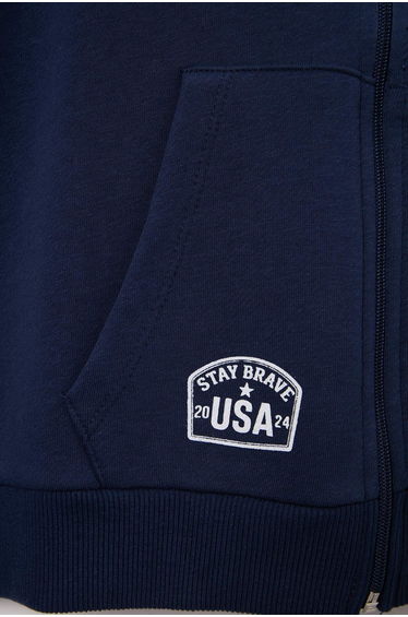 Navy Blue Boys' Plain Knitted Sweatshirt product thumbnail 3