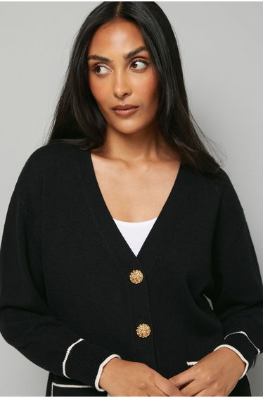 Petite Tipped Button Through Cardigan product thumbnail 3