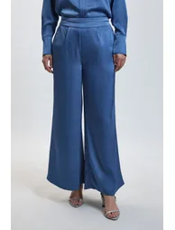 Petite Hammered Satin Wide Leg Woven Trouser - 1