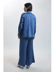 Petite Hammered Satin Wide Leg Woven Trouser - 2