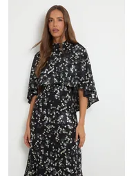 Spot Burn Out Cape Midi Dress - 1